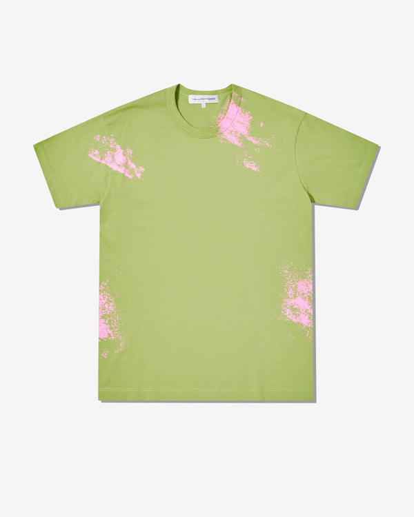 CDG Shirt - Men's Hand Print T-Shirt - (Green/Pink)
