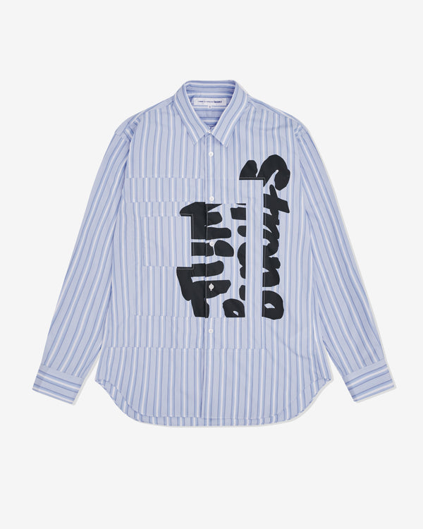 CDG Shirt - Men's Strong Will Striped Shirt - (White/Navy)