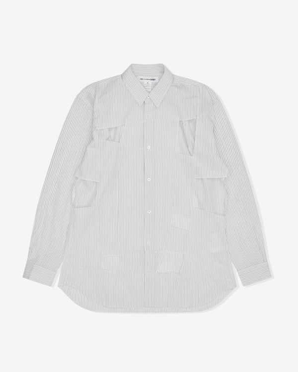 CDG Shirt - Men's Cut Out Shirt - (White Stripe)