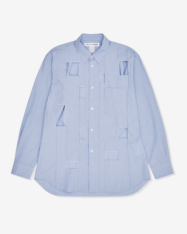 CDG Shirt - Men's Cut Out Shirt - (Blue Stripe)