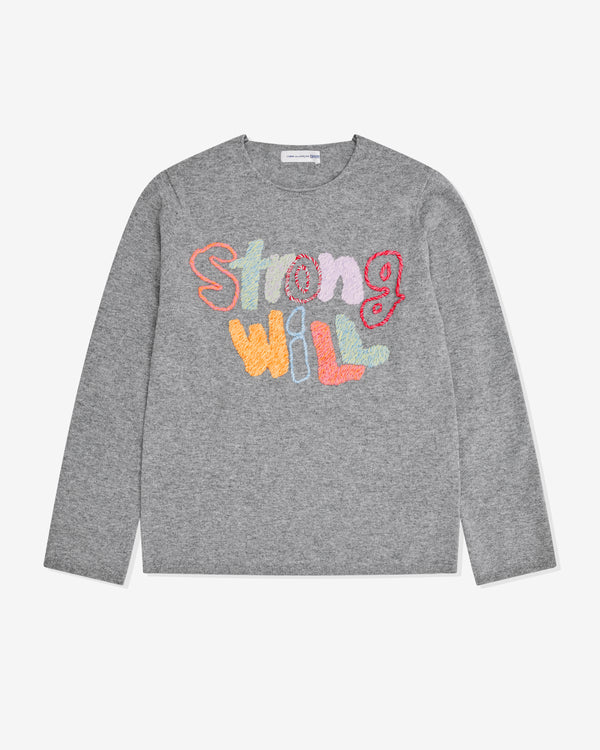 CDG Shirt - Men's Strong Will Embroidered Sweatshirt - (Grey)