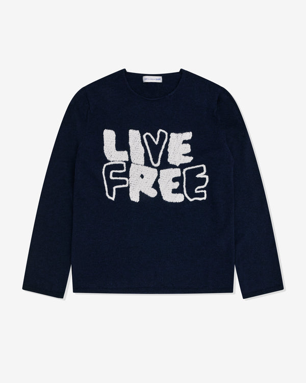 CDG Shirt - Men's Live Free Embroidered Sweatshirt - (Navy)