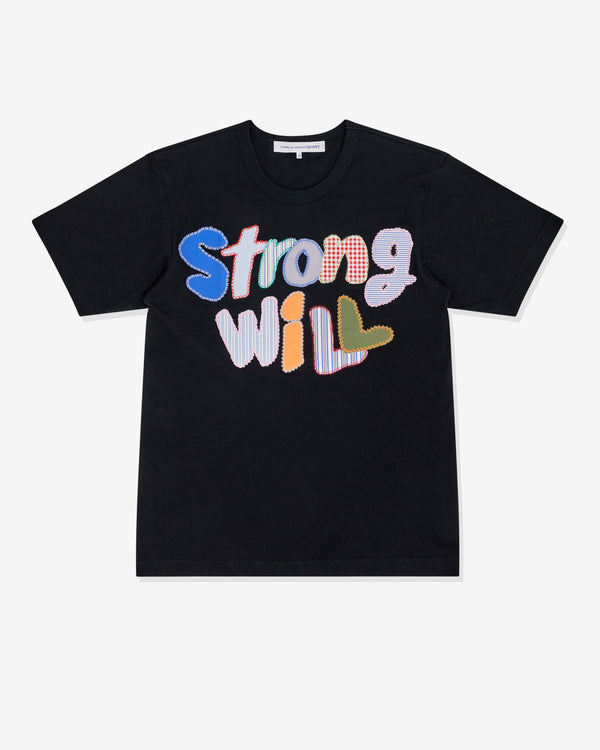 CDG Shirt - Men's Embroidered Strong Will T-Shirt - (Black)