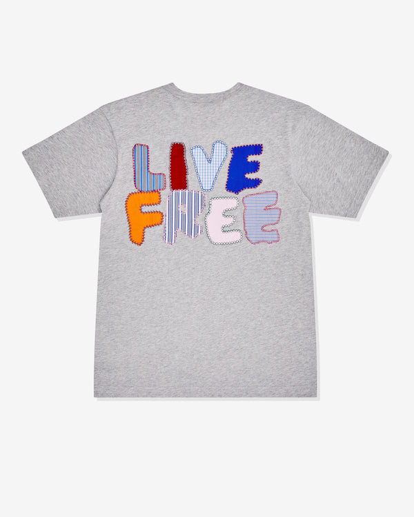 CDG Shirt - Men's Embroidered Live Free T-Shirt - (Grey)