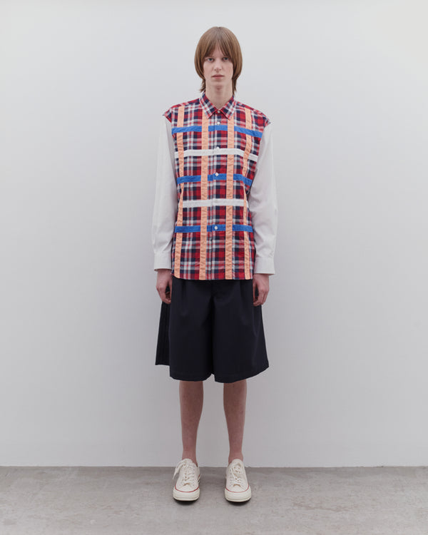 CDG Shirt - Men’s Multi Tartan Shirt - (White/Red/Blue)
