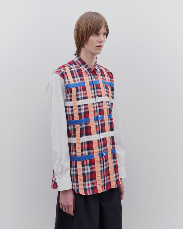 CDG Shirt - Men’s Multi Tartan Shirt - (White/Red/Blue)