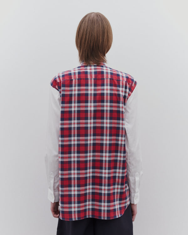 CDG Shirt - Men’s Multi Tartan Shirt - (White/Red/Blue)