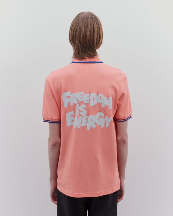 CDG Shirt - Fred Perry Men’s Freedom is Energy Polo Shirt - (Coral)