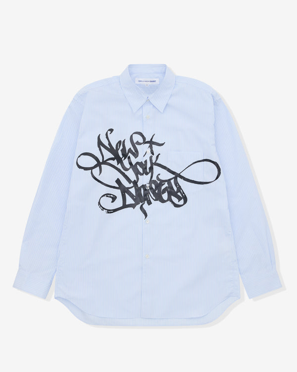 CDG Shirt - Men’s A$AP Nast New York Nasty Shirt - (Blue Pinstripe)