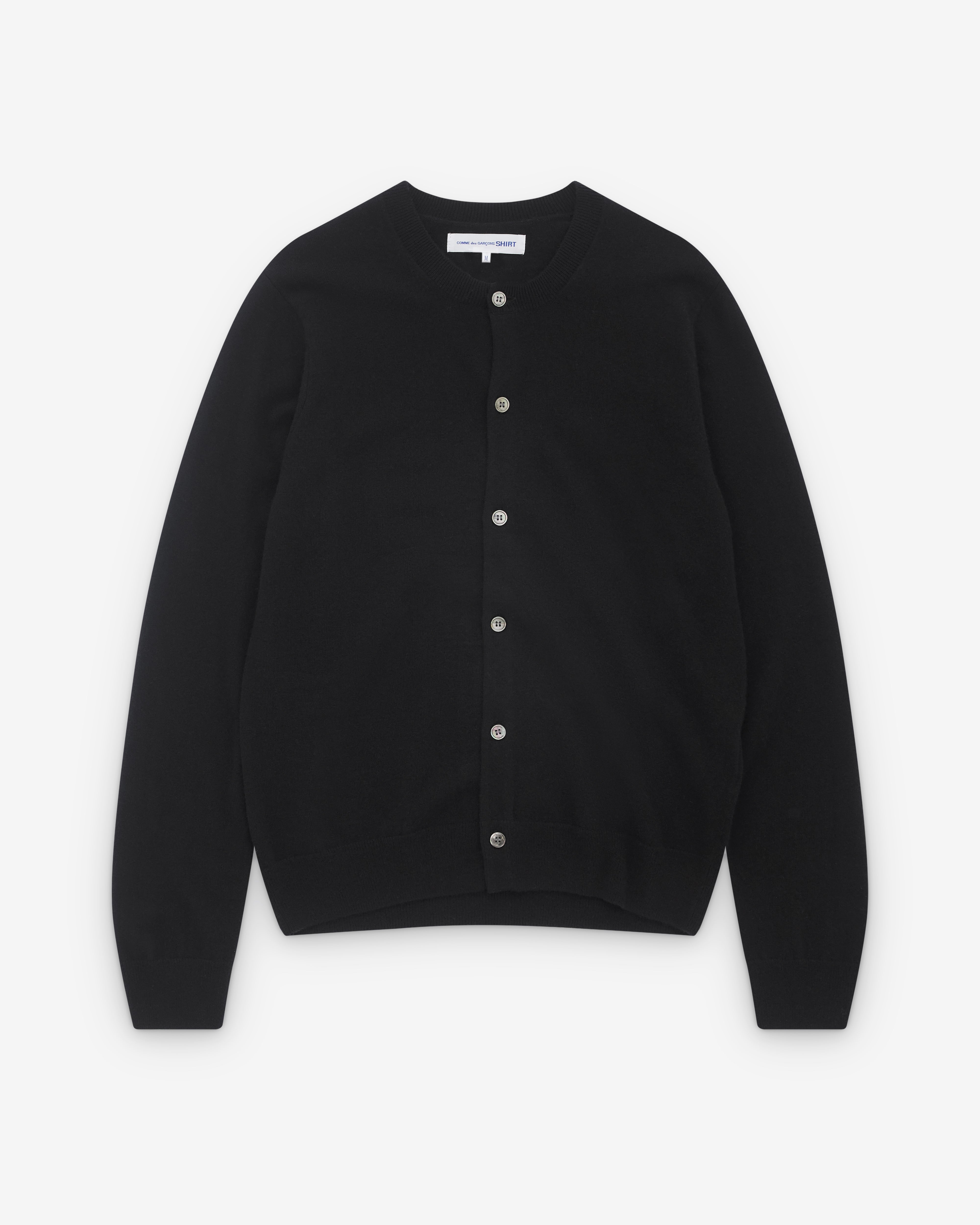 CDG Shirt: Men's Round Neck Cardigan (Black) | Dover Street Market