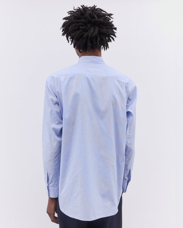 CDG Shirt - Men’s Gingham Patchwork Panelled Shirt - (Blue)