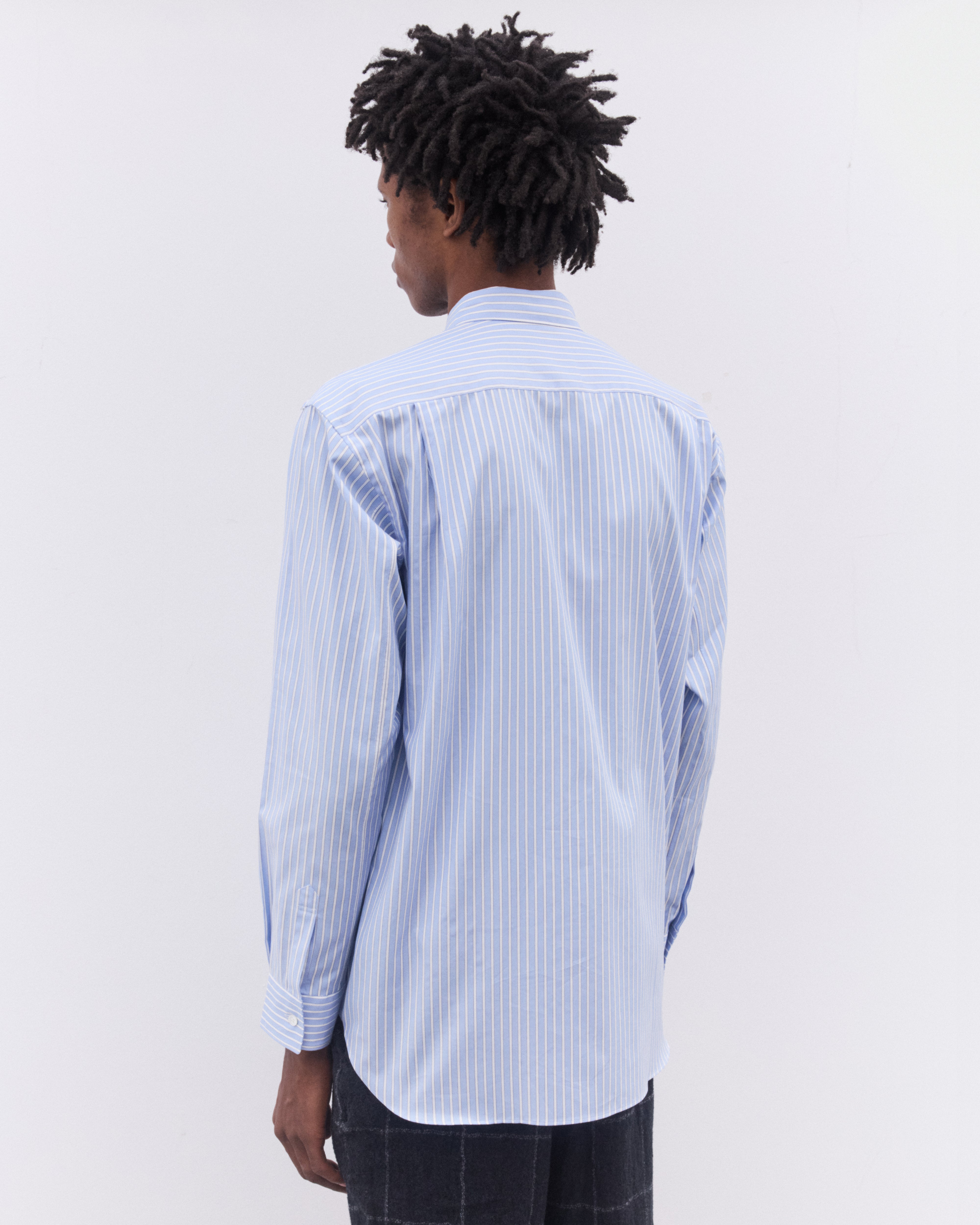 CDG Shirt: Men's 'Shirt' Pinstripe Shirt (Blue) | DSML E-SHOP