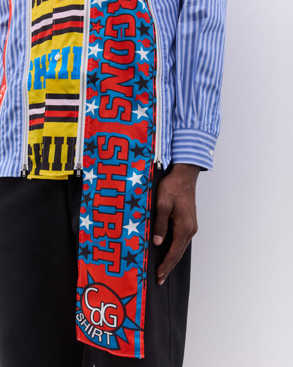 CDG Shirt - Men's Zip Football Scarf Shirt - (Blue/Multi)