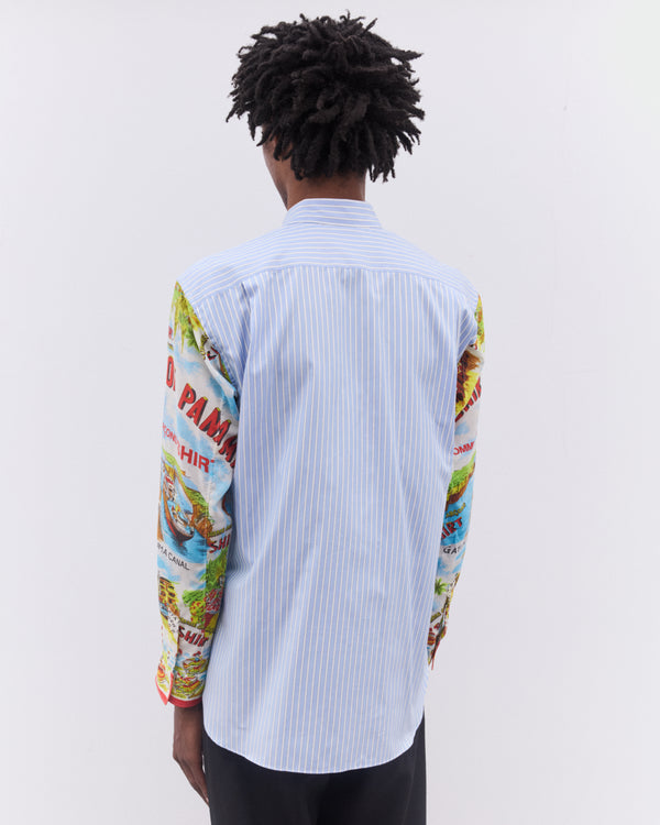 CDG Shirt - Men’s Striped Holiday Sleeve Shirt - (Blue)