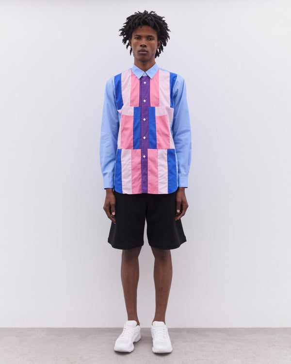 CDG Shirt - Men’s Colourblock Panel Shirt - (Blue)