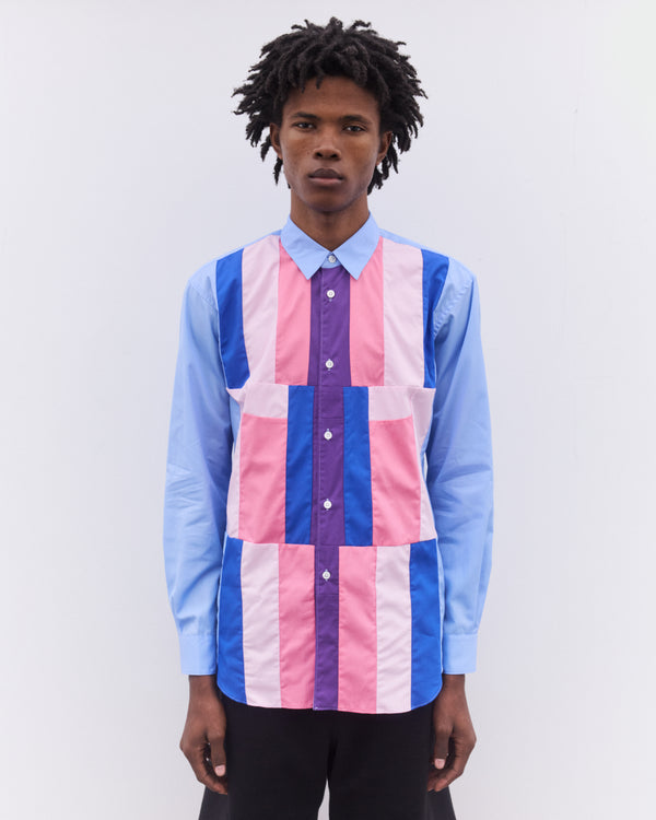 CDG Shirt - Men’s Colourblock Panel Shirt - (Blue)