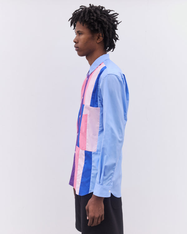 CDG Shirt - Men’s Colourblock Panel Shirt - (Blue)