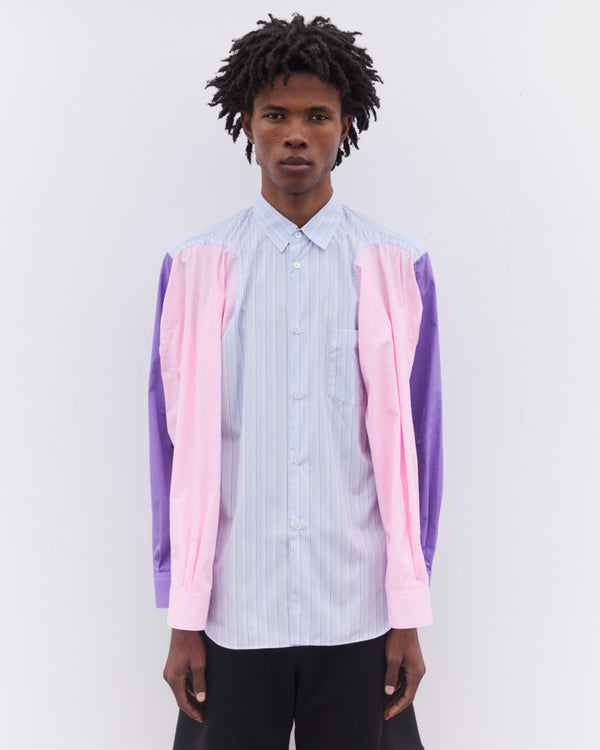 CDG Shirt - Men’s Striped Quad Sleeve Shirt - (Blue/Purple/Pink)