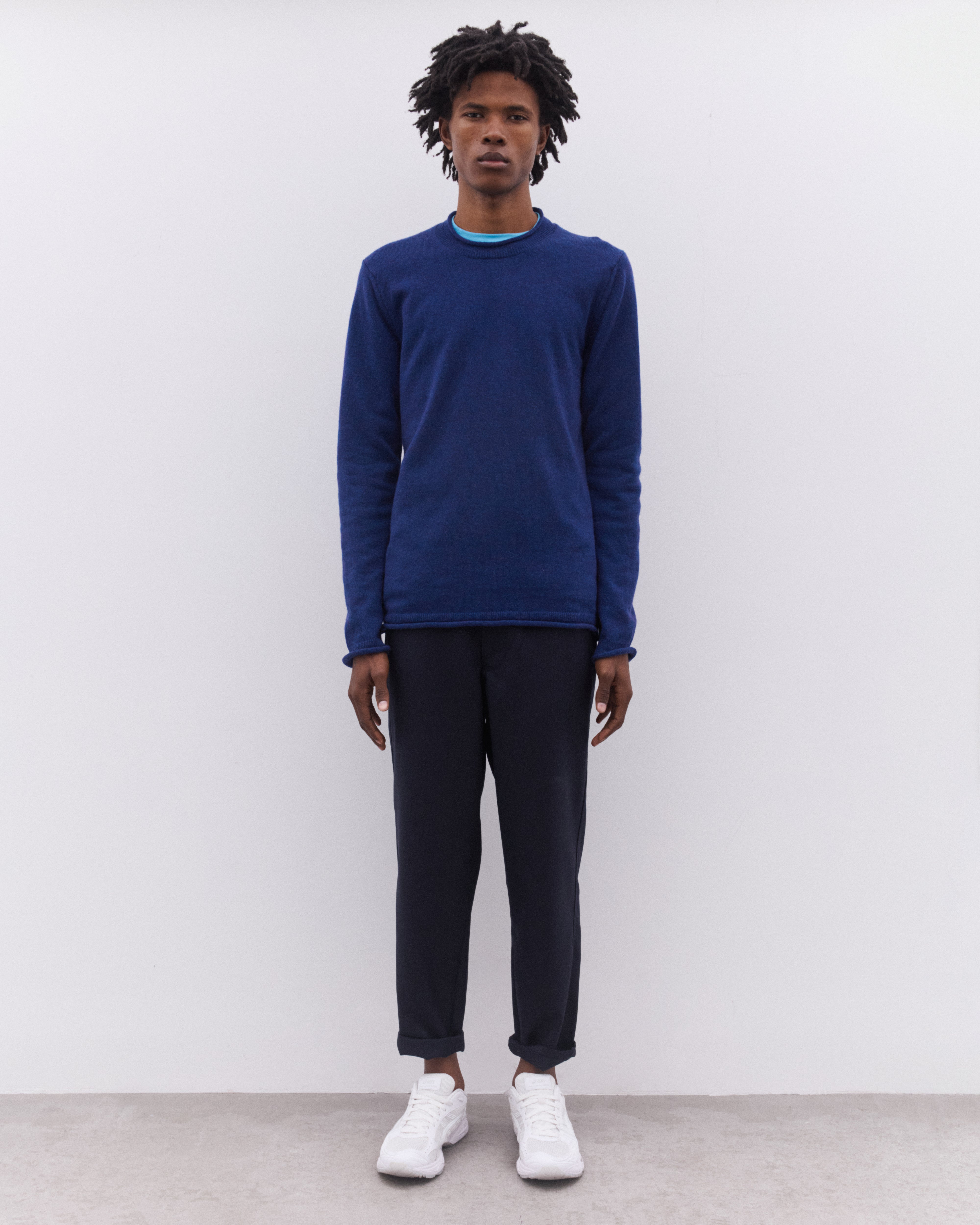 CDG Shirt: Men's Rolled Hem Sweater (Navy) | DSML E-SHOP