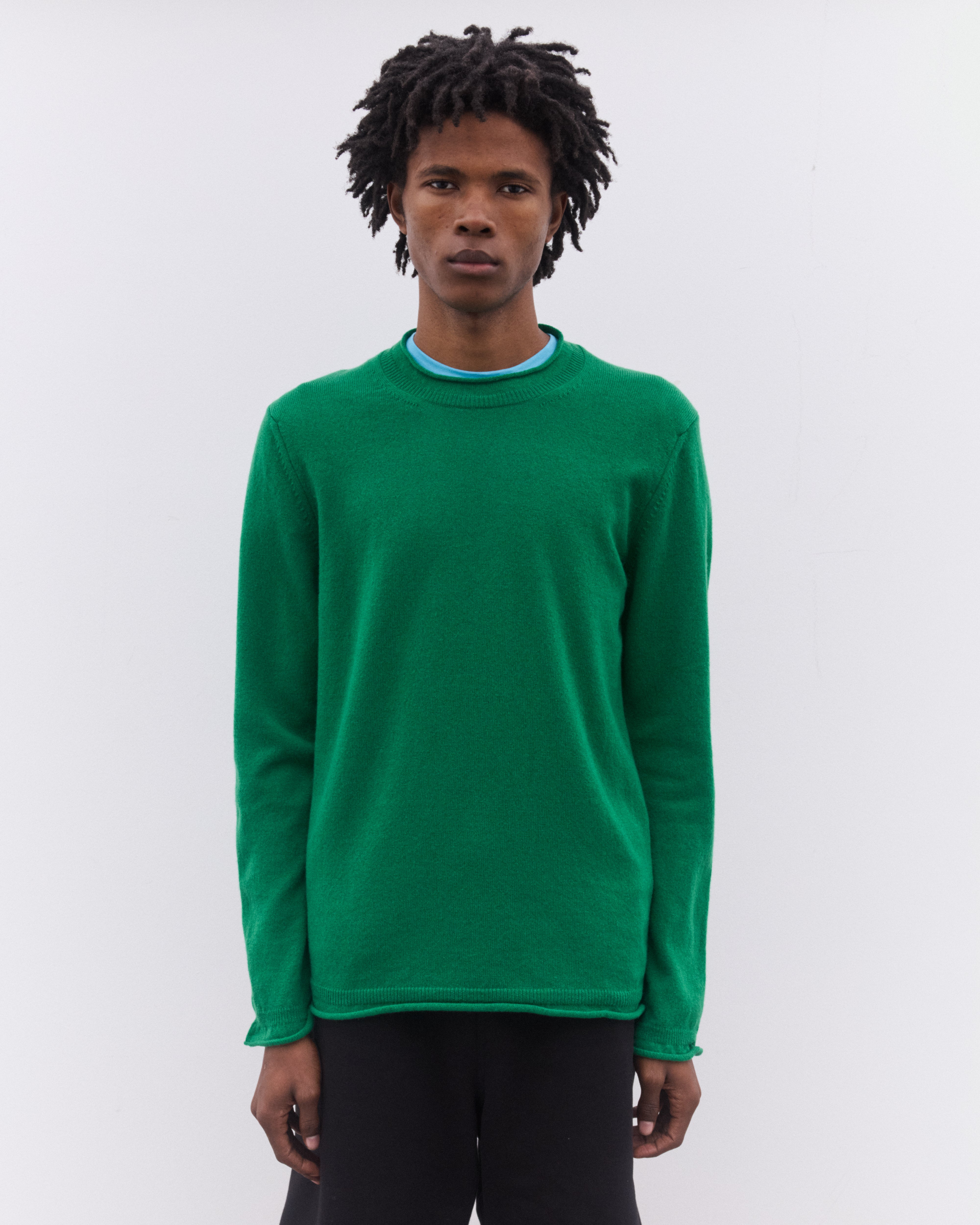 CDG Shirt: Men's Rolled Hem Sweater (Green) | Dover Street Market