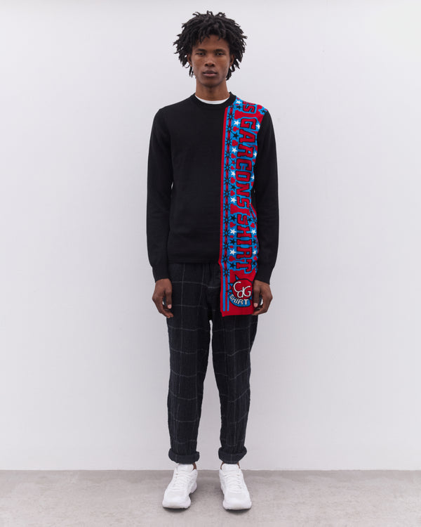 CDG Shirt - Men’s Football Scarf Knitted Sweater - (Black/Red)