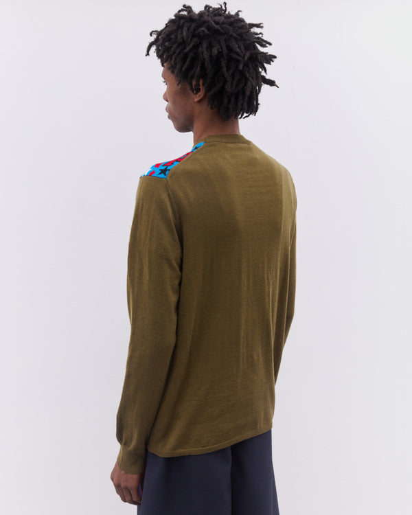 CDG Shirt - Men’s Football Scarf Knitted Sweater - (Khaki/Red)