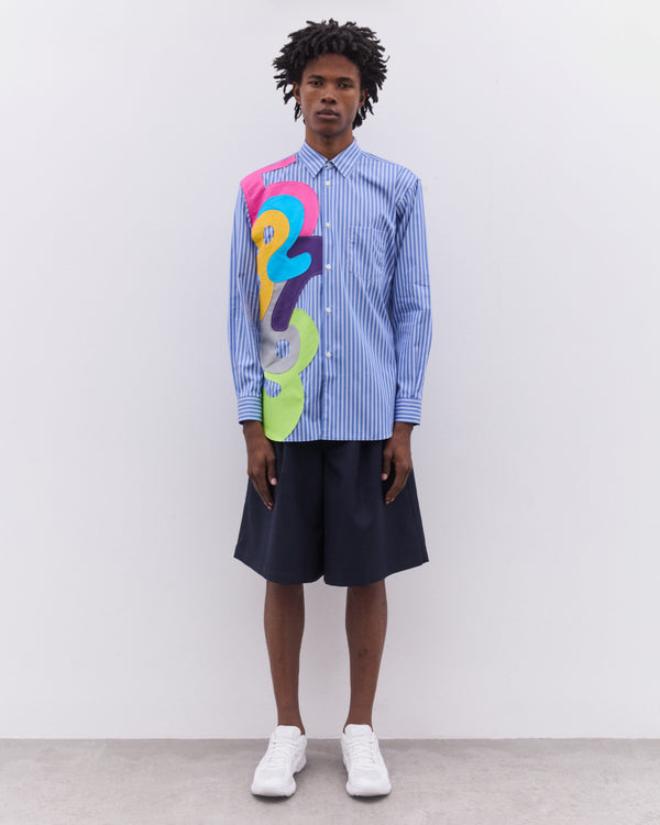 CDG Shirt - Men’s Striped Numbers  Shirt - (Blue)
