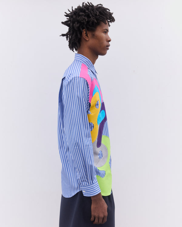 CDG Shirt - Men’s Striped Numbers  Shirt - (Blue)