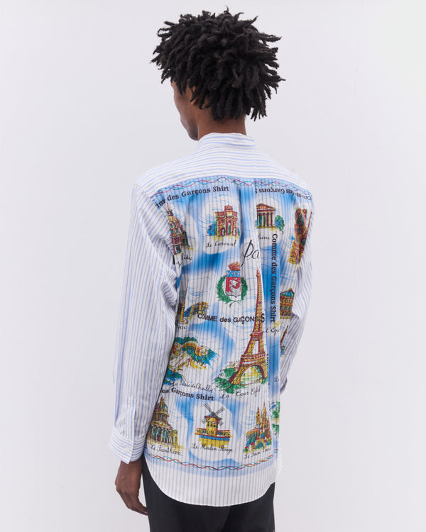 CDG Shirt - Men’s Striped Landmark Shirt - (Blue)
