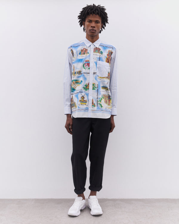CDG Shirt - Men’s Striped Landmark Shirt - (Blue)