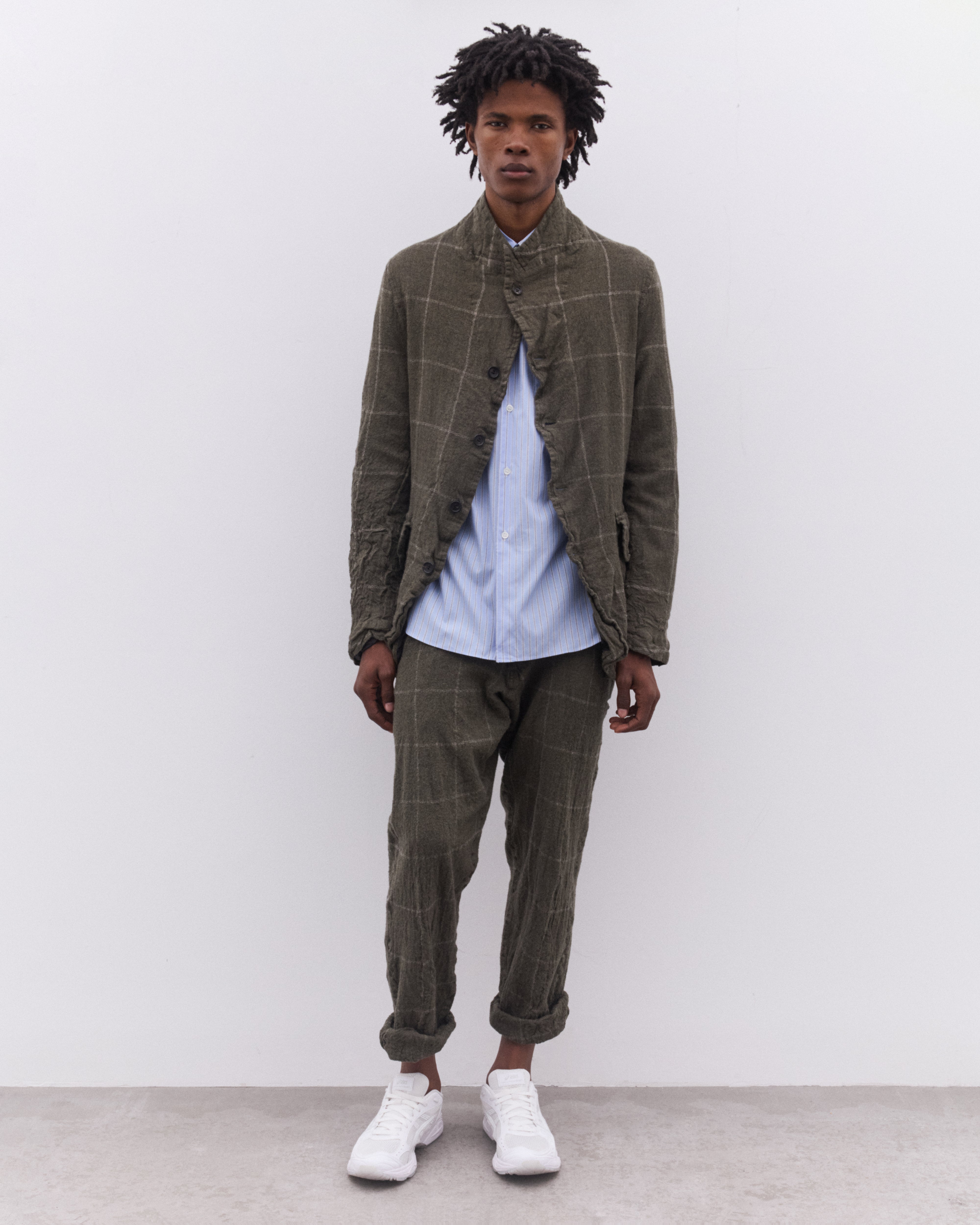 CDG Shirt: Men's Window Pane Check Jacket (Brown) | DSML E-SHOP