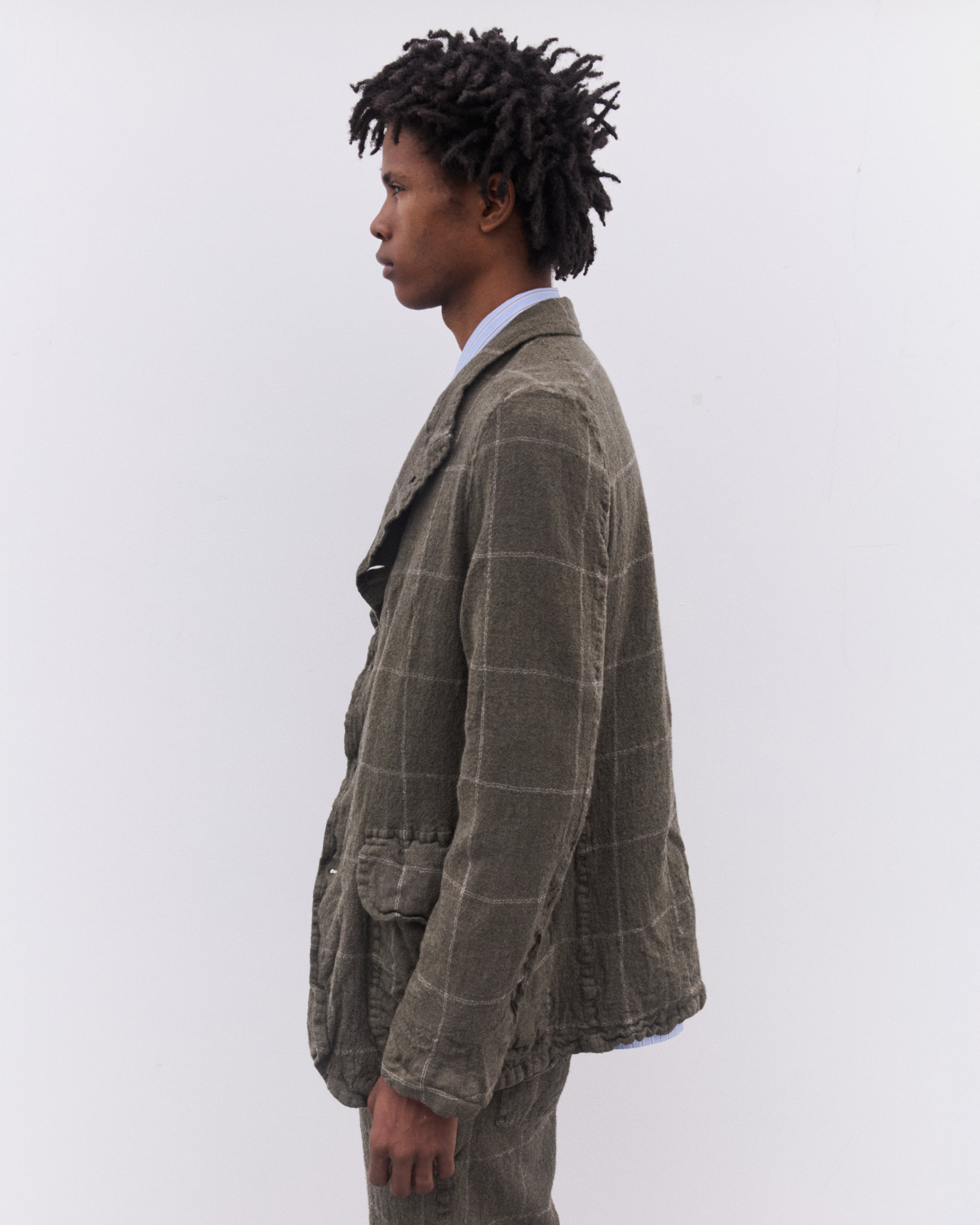 CDG Shirt: Men's Window Pane Check Jacket (Brown) | DSML E-SHOP