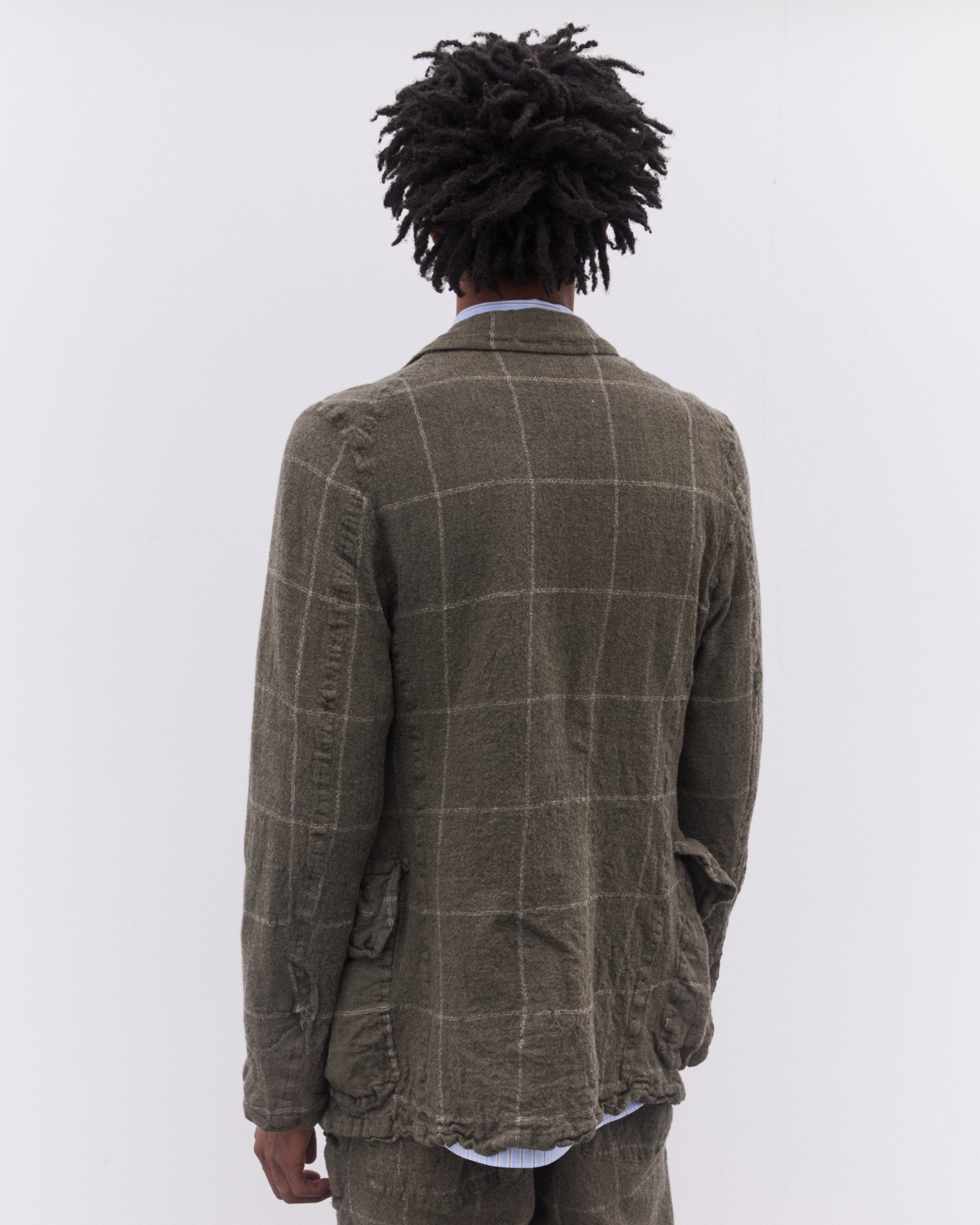 CDG Shirt: Men's Window Pane Check Jacket (Brown) | DSML E-SHOP