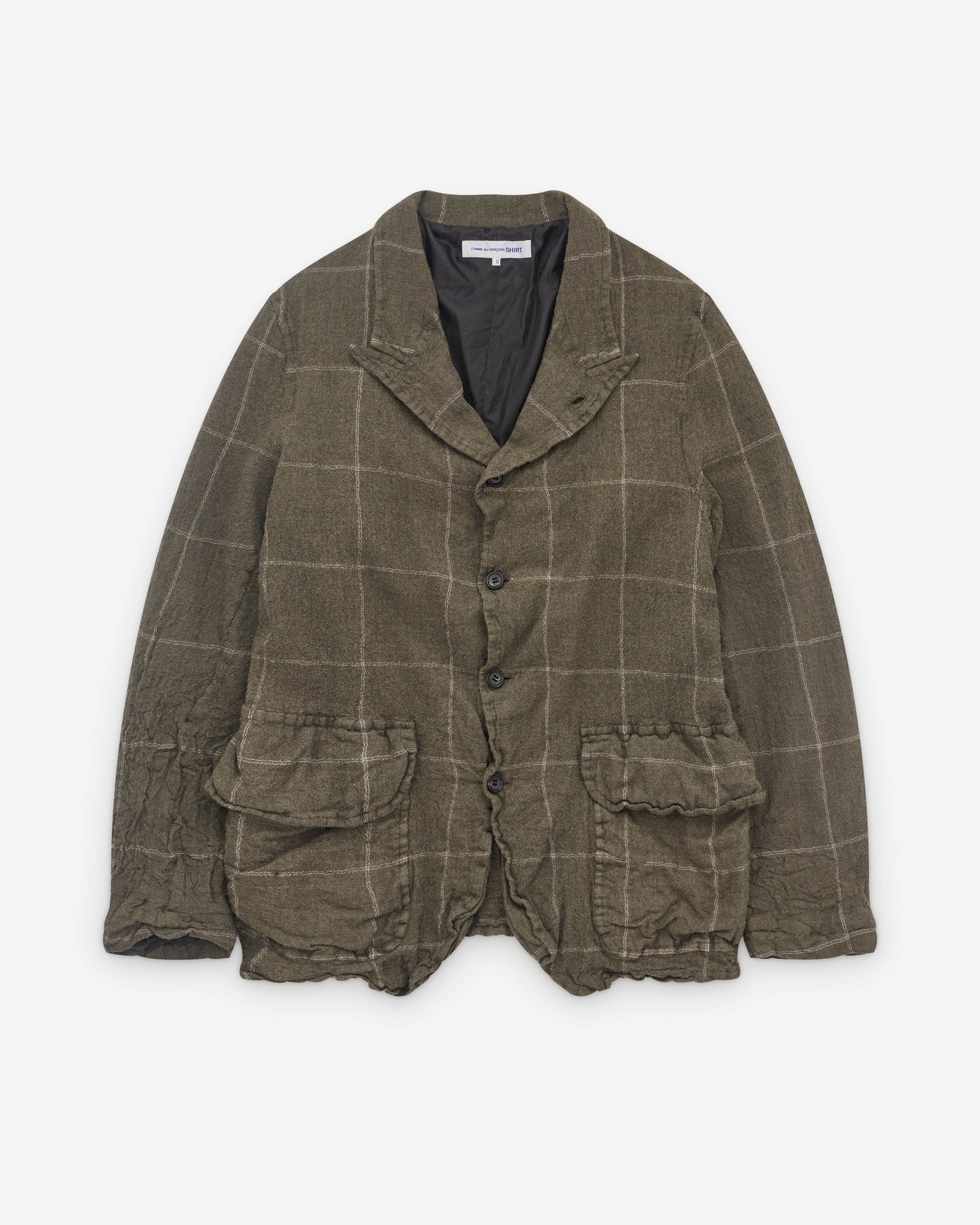 CDG Shirt: Men's Window Pane Check Jacket (Brown) | DSML E-SHOP