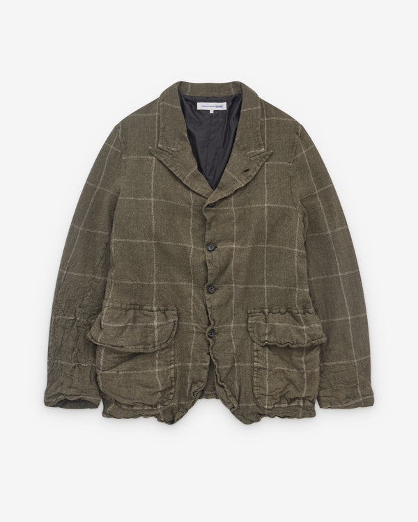 CDG Shirt - Men’s Window Pane Check Jacket - (Brown)