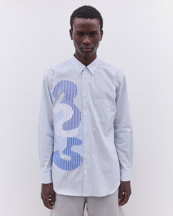 CDG Shirt - Men’s Striped Number Shirt - (Blue)