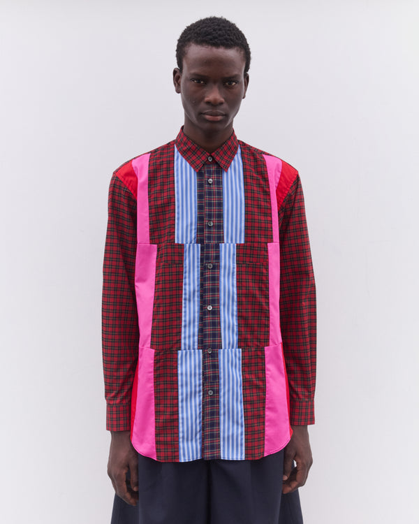 CDG Shirt - Men’s Tartan Colour Block Shirt - (Multi)