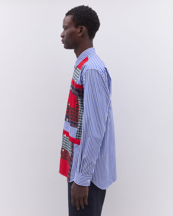 CDG Shirt - Men’s Stripe And Tartan Colour Block Shirt - (Multi)