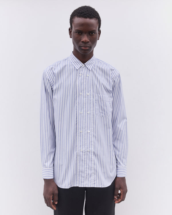 CDG Shirt - Men’s Double Breasted Striped Shirt - (Blue)