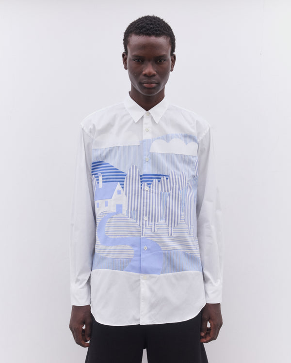 CDG Shirt - Men’s Stripe Landscape Shirt - (Stipe/White)