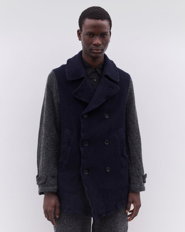 CDG Shirt - Men’s Contrast Panelled Jacket - (Navy/Grey)