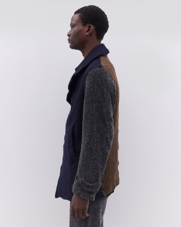 CDG Shirt - Men’s Contrast Panelled Jacket - (Navy/Grey)