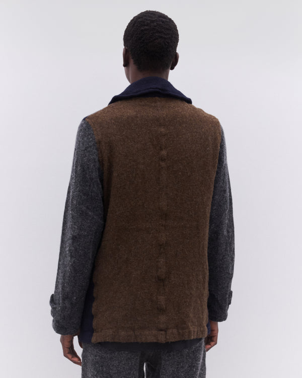 CDG Shirt - Men’s Contrast Panelled Jacket - (Navy/Grey)