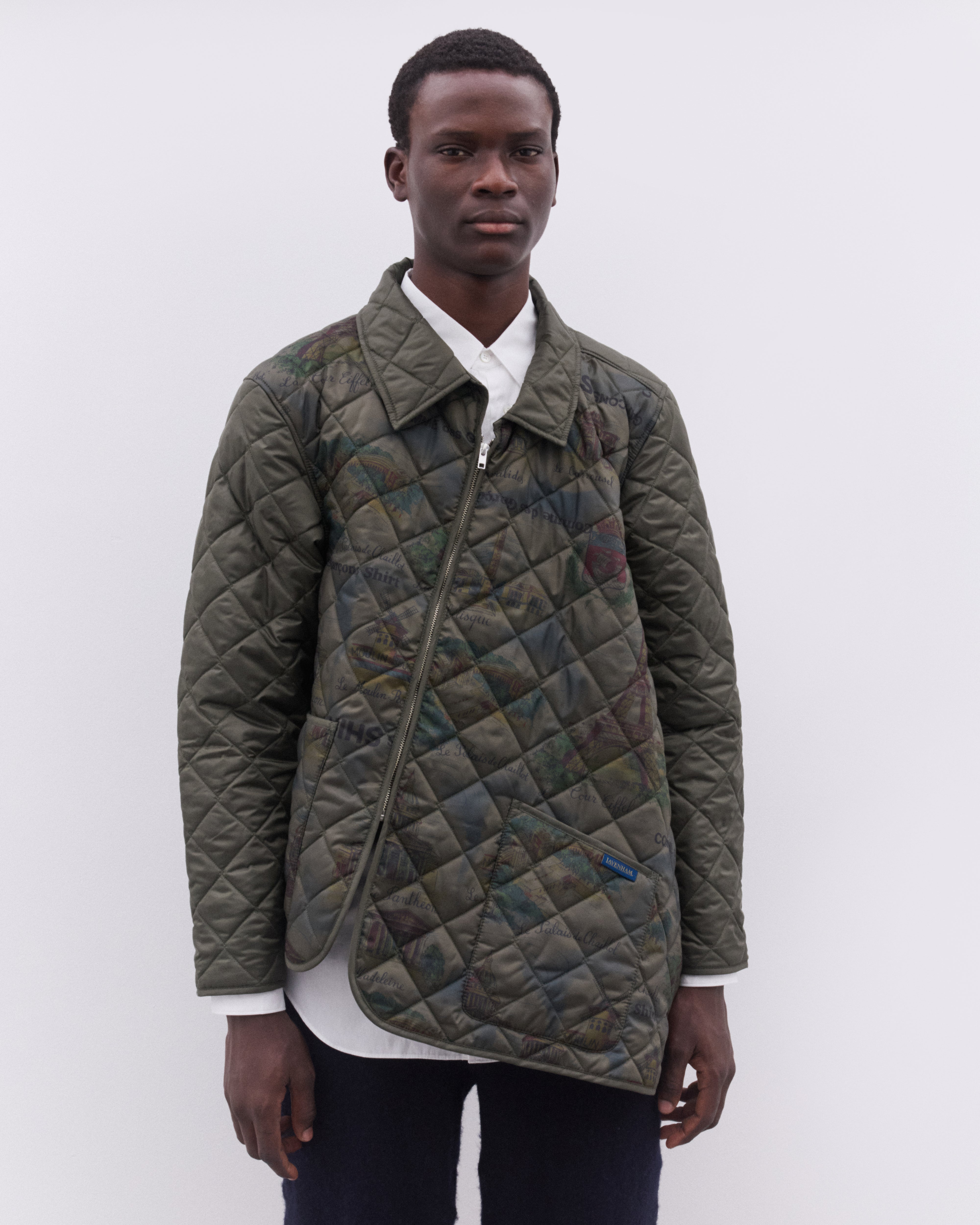 CDG Shirt: Men's Lavenham Bias Quilted Jacket (Dark Khaki) | DSML