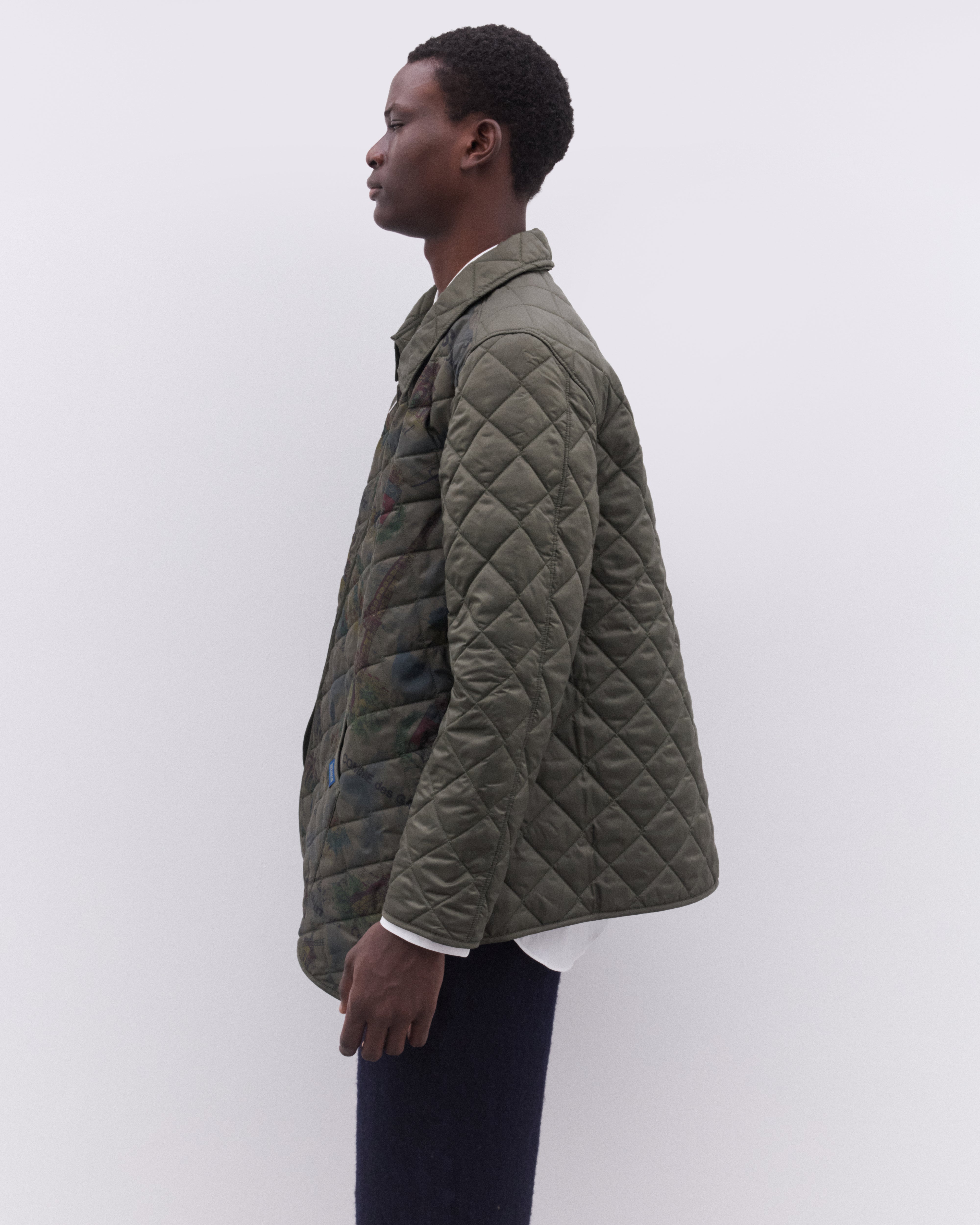 CDG Shirt: Men's Lavenham Bias Quilted Jacket (Dark Khaki) | DSML