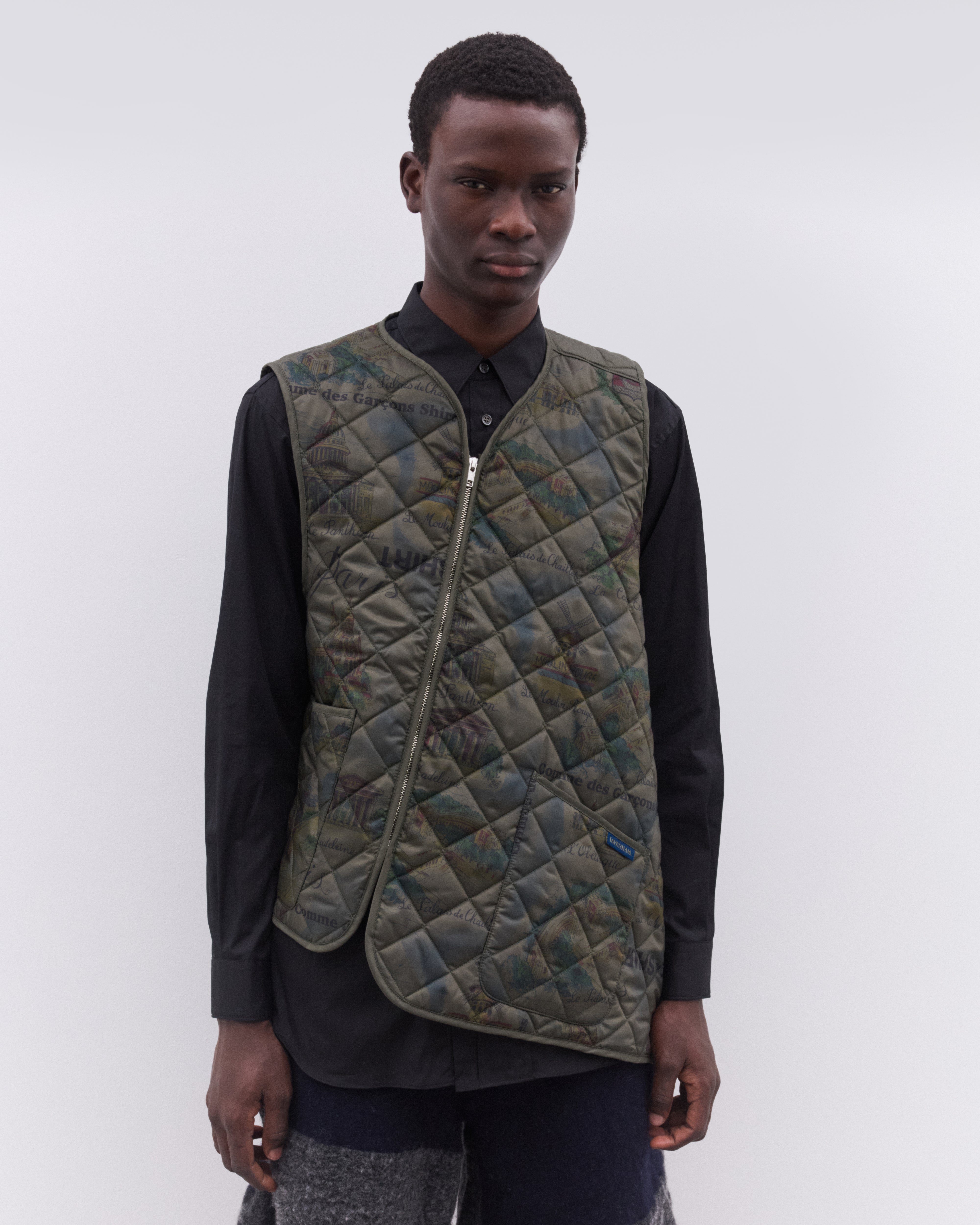CDG Shirt: Men's Lavenham Bias Quilted Vest (Dark Khaki) | DSML E-SHOP