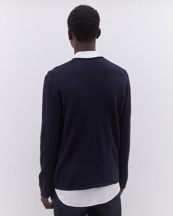CDG Shirt - Men’s Intarsia Knit Sweater - (Navy)