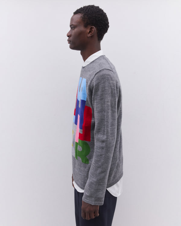 CDG Shirt - Men’s Intarsia Knit Sweater - (Grey)