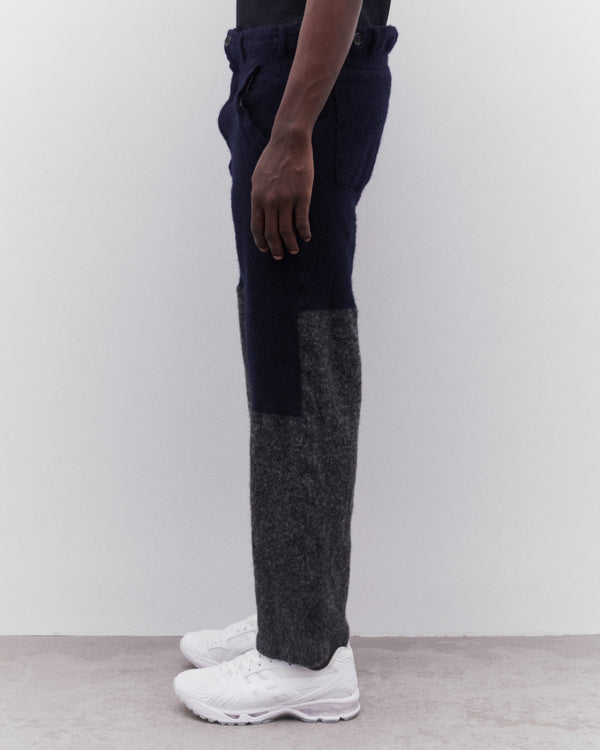 CDG Shirt - Men’s Colour Block Wool Trousers - (Navy/Grey)