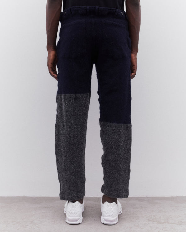 CDG Shirt - Men’s Colour Block Wool Trousers - (Navy/Grey)